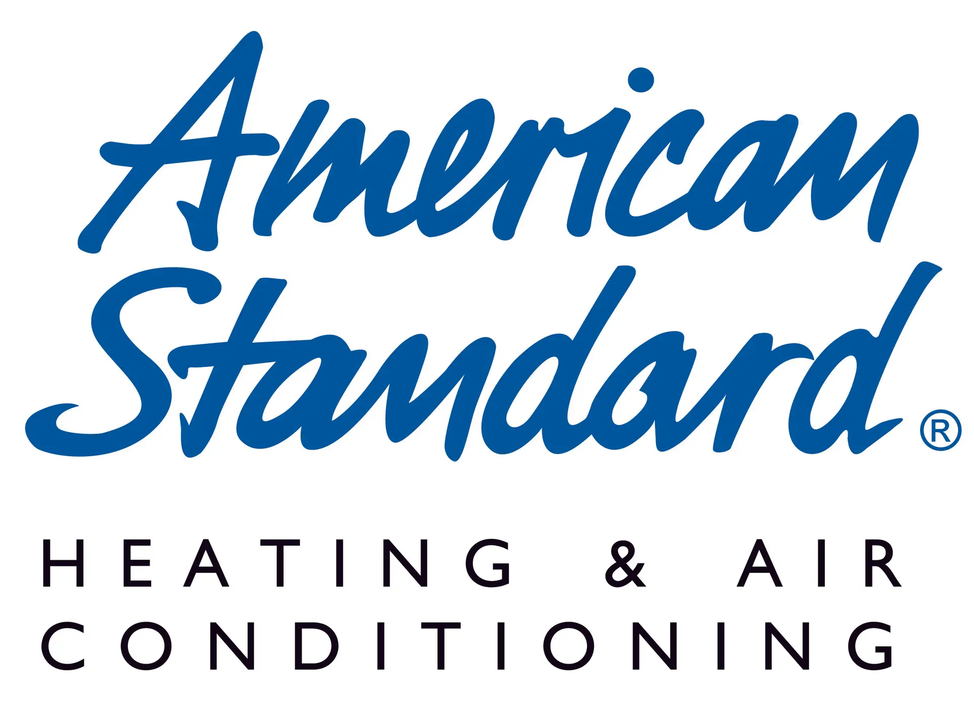 American Standard logo in blue cursive with HEATING & AIR CONDITIONING in black uppercase letters below.